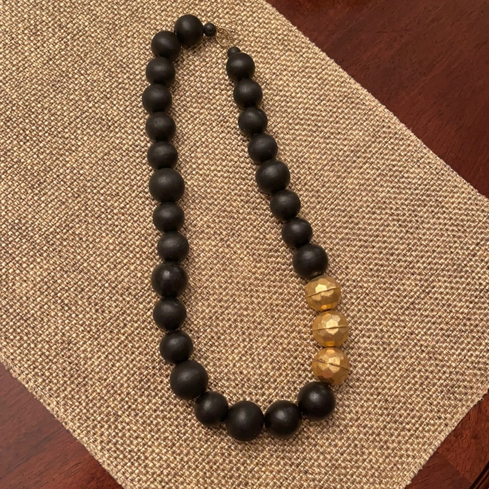 Black and gold large bead necklace